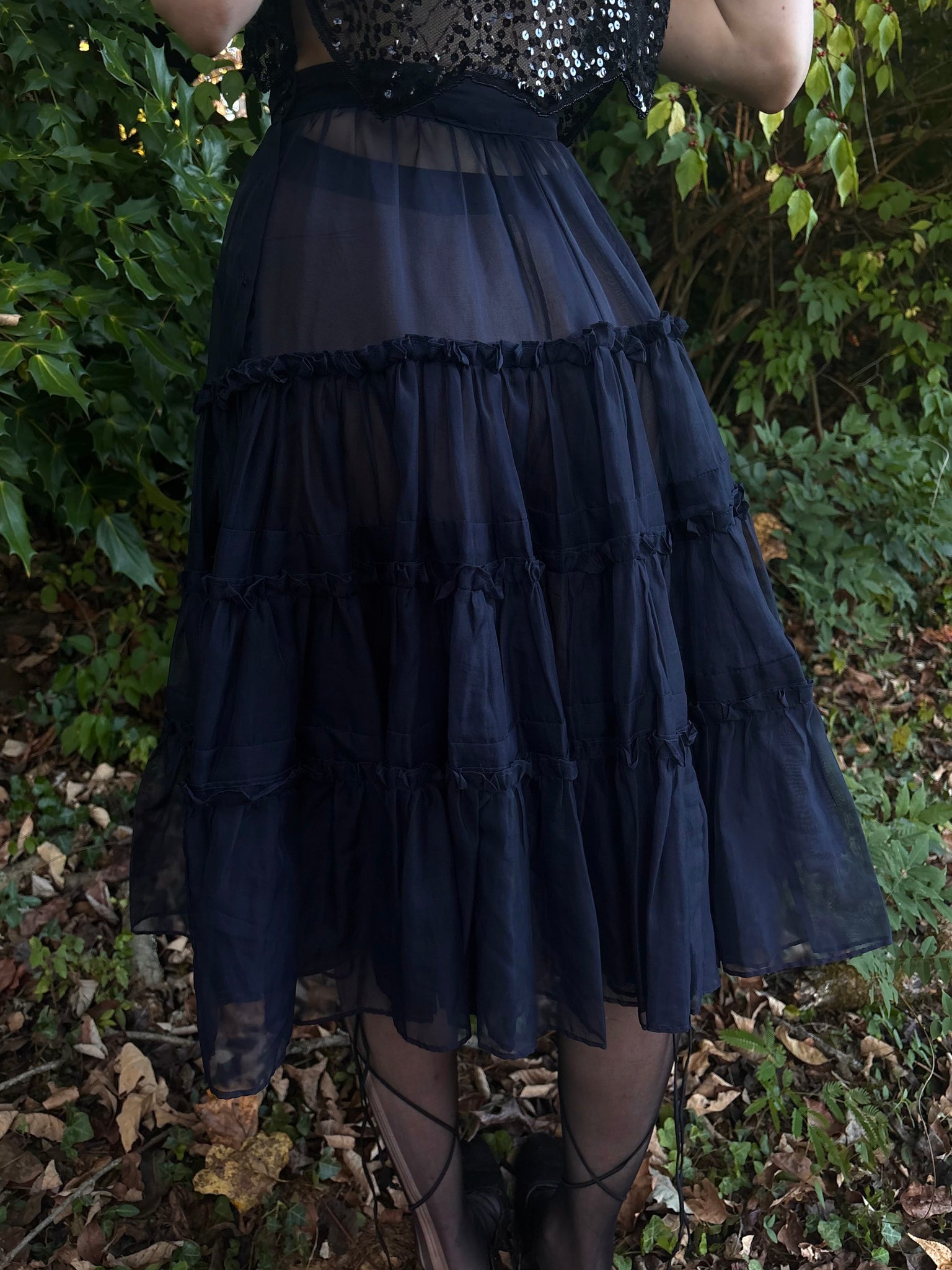 1950s Navy Blue Sheer Layered Skirt Petticoat