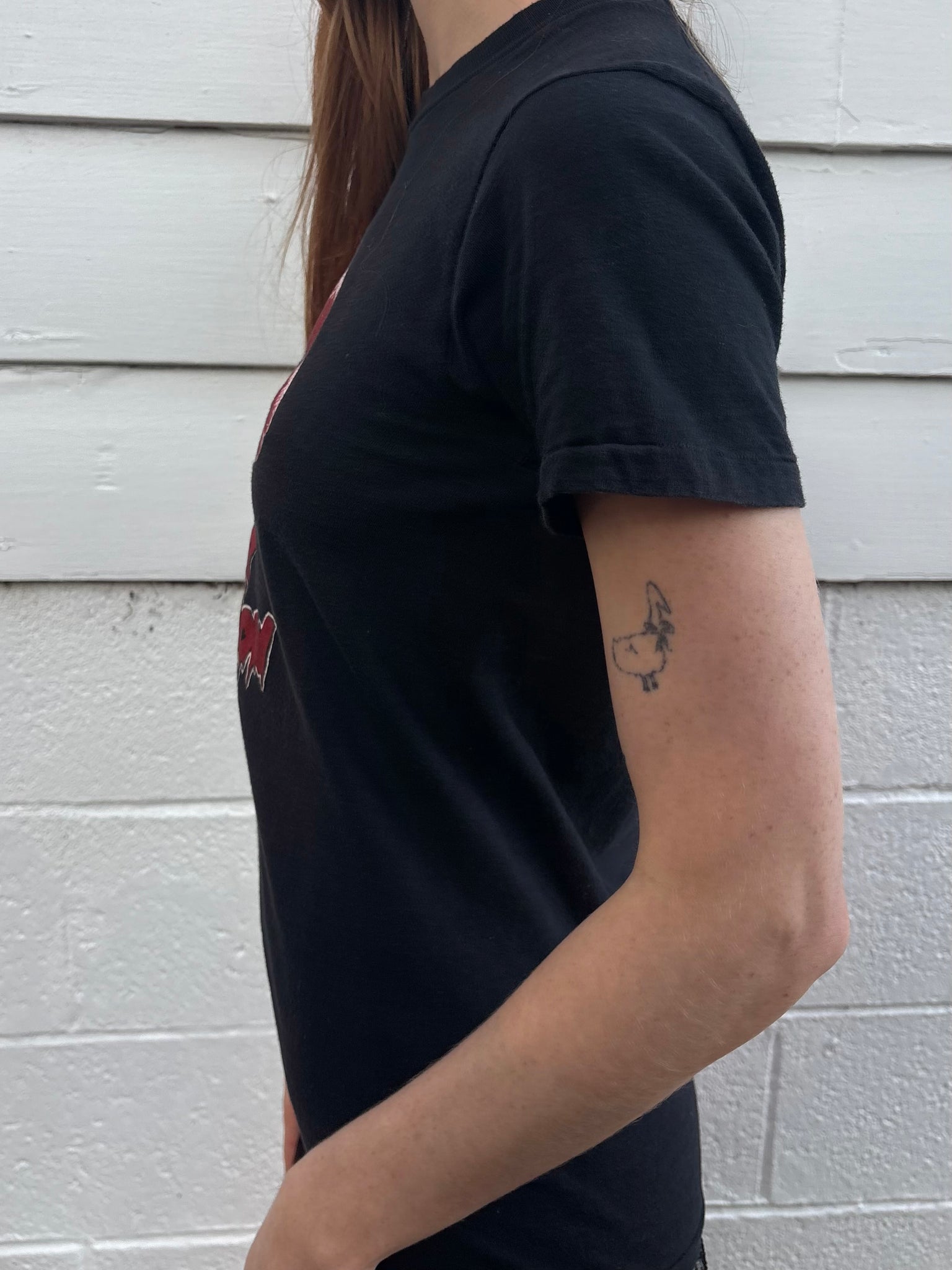 1980s Rocky Horror Red Lips Black Tee T Shirt Short Sleeve