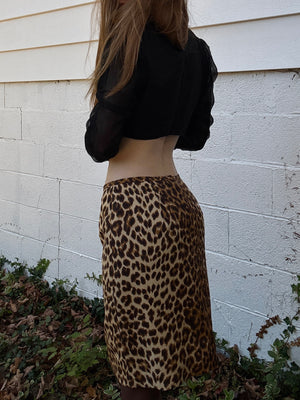 1990s Leopard Print Silk Mini Skirt