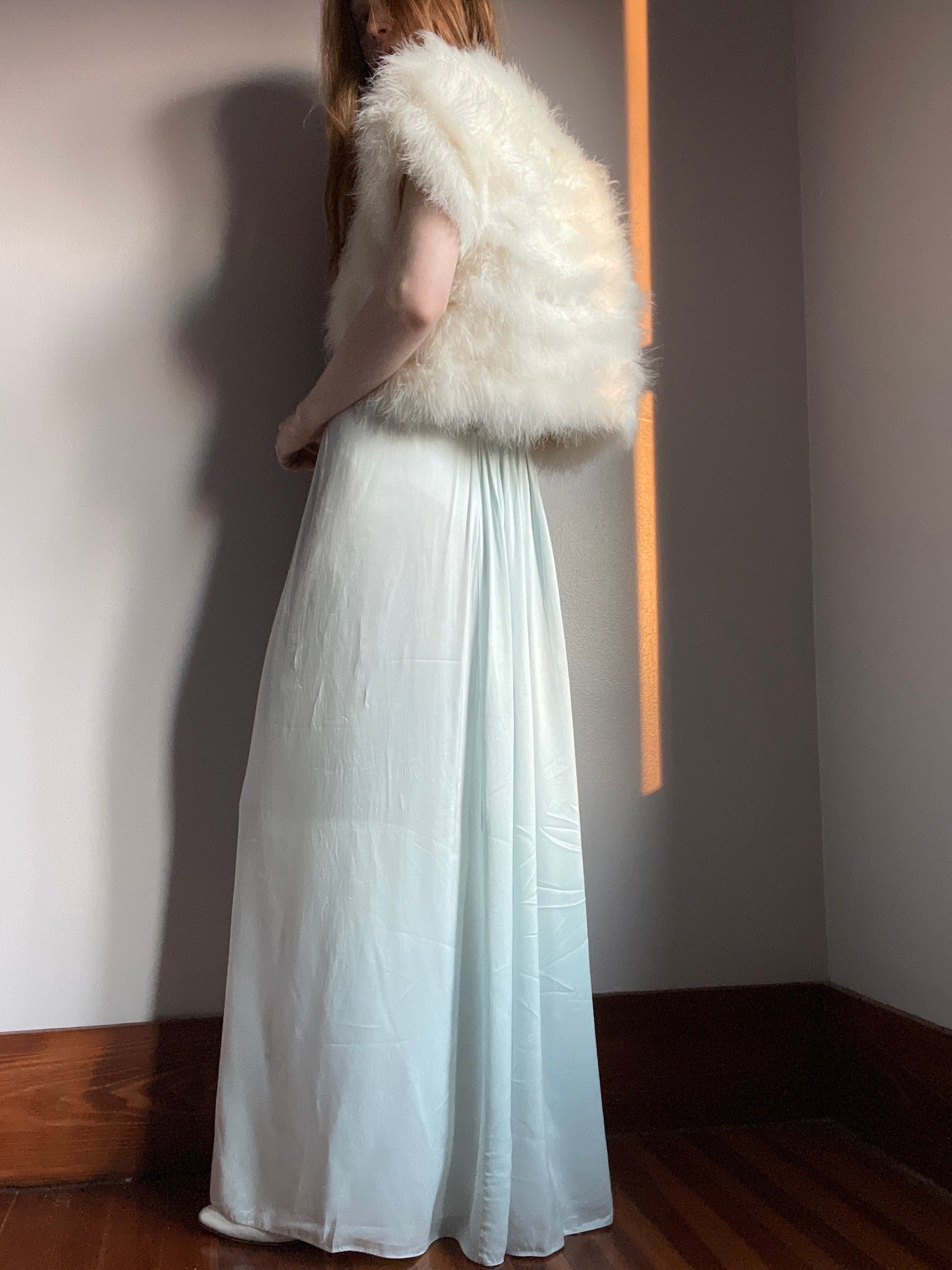 1990s White Marabou Feather Bolero