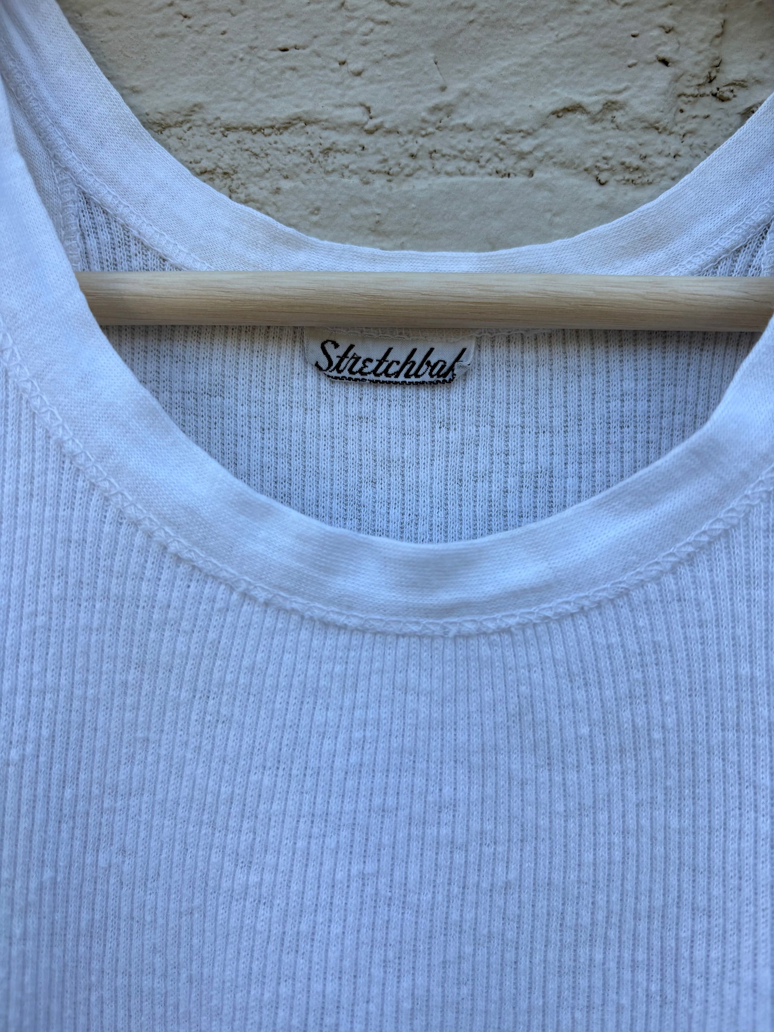 1950s White Cotton Ribbed Tank Top Cropped