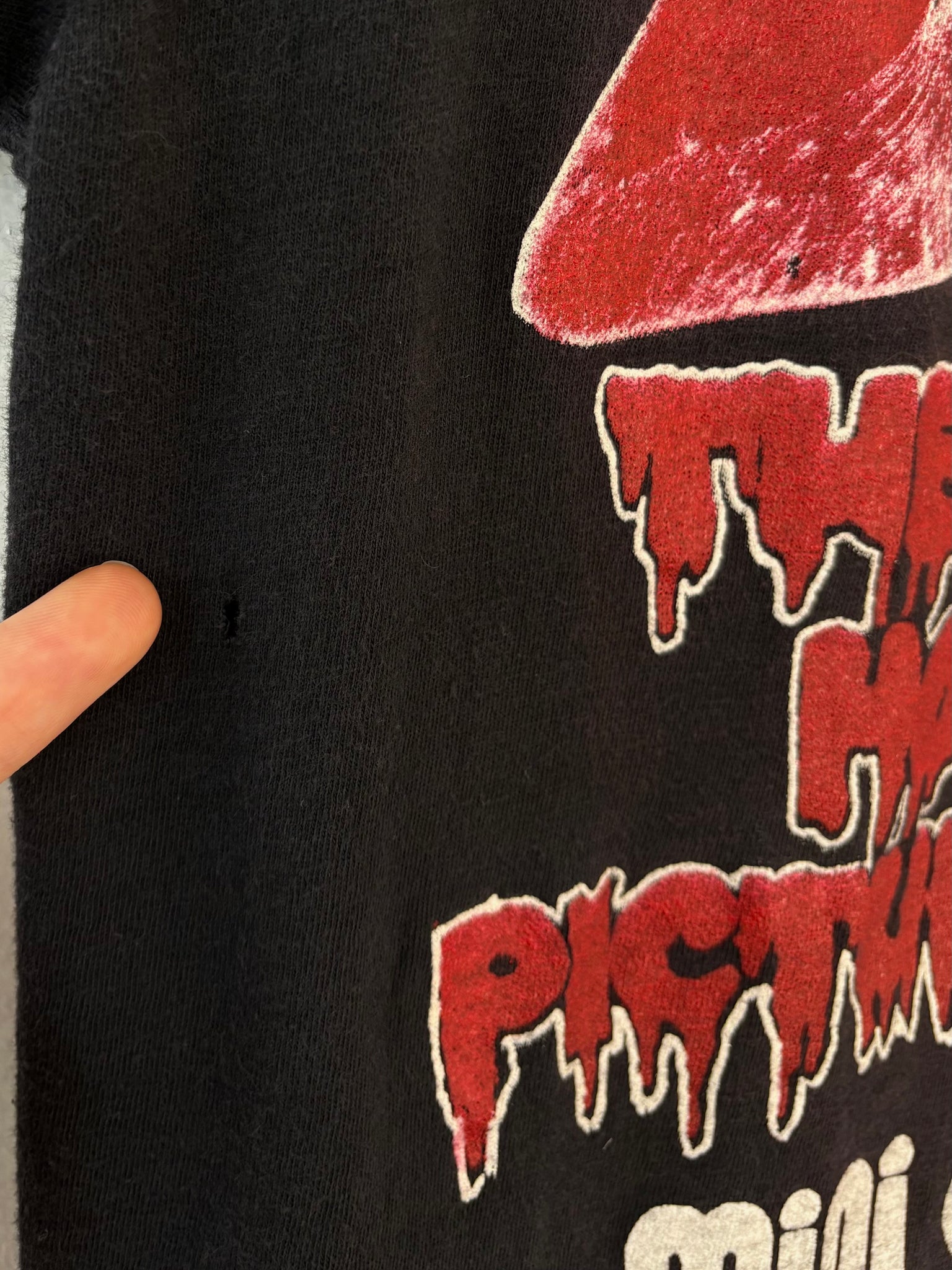 1980s Rocky Horror Red Lips Black Tee T Shirt Short Sleeve