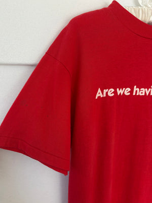 1980s Red Tee T Shirt Short Sleeve Are We Having Fun Yet?