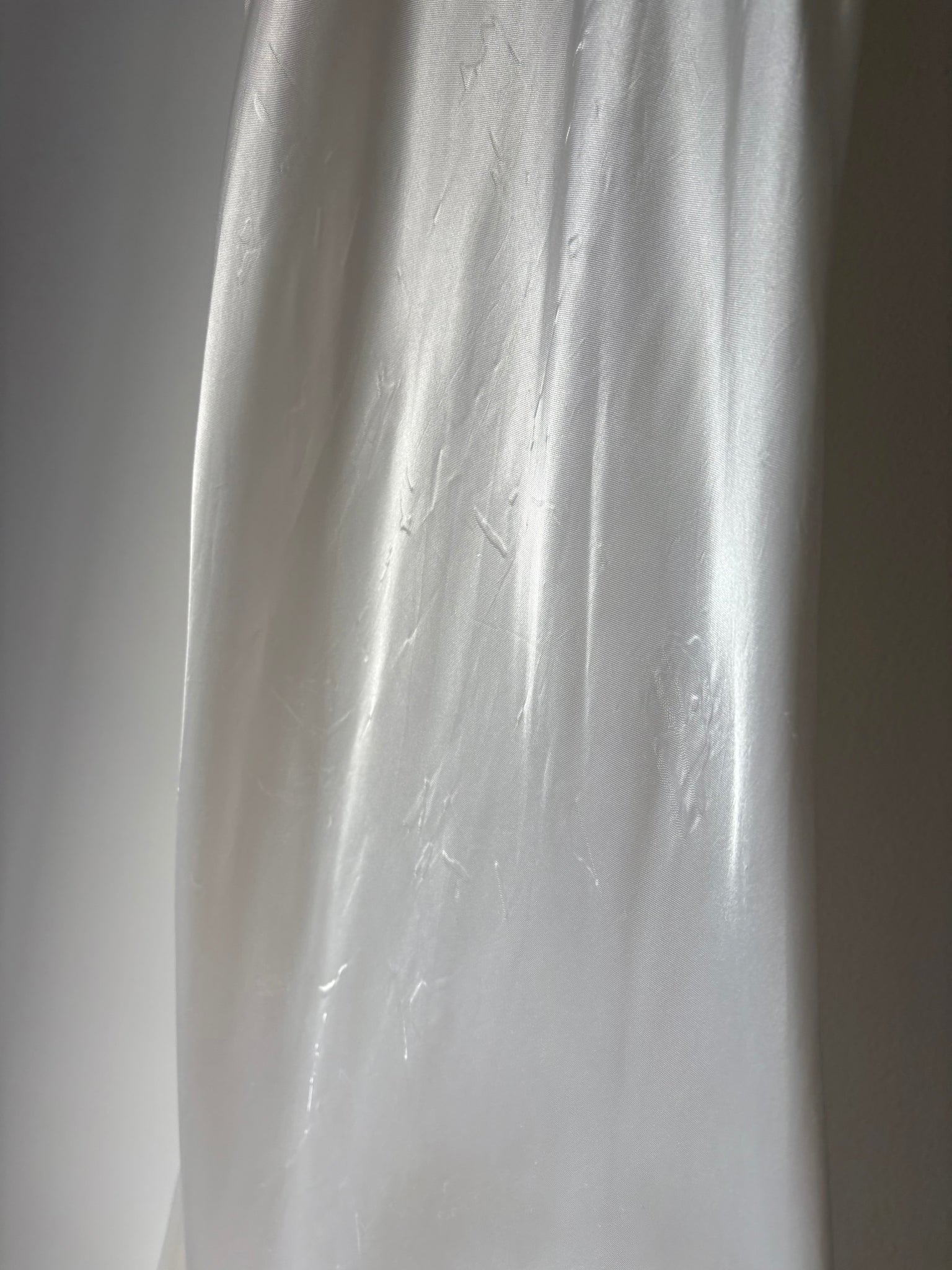 1940s Rayon Satin White Bias Cut Slip Dress Lace Wedding Gown