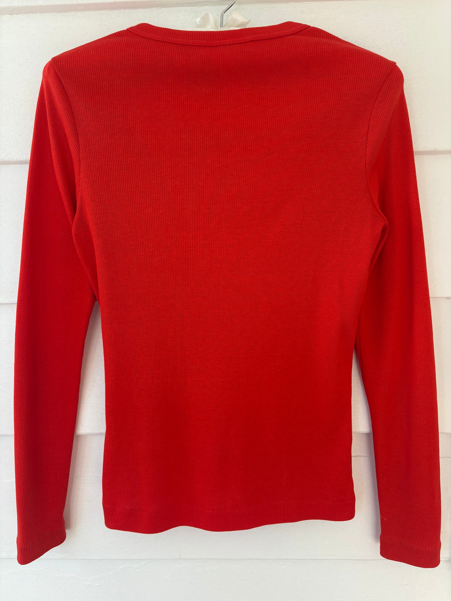 1970s Sequin Lightning Bolts Red Ribbed Tee T Shirt Long Sleeve Charlie’s Girls