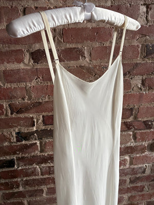 1940s White Rayon Bias Cut Slip Dress Low Back