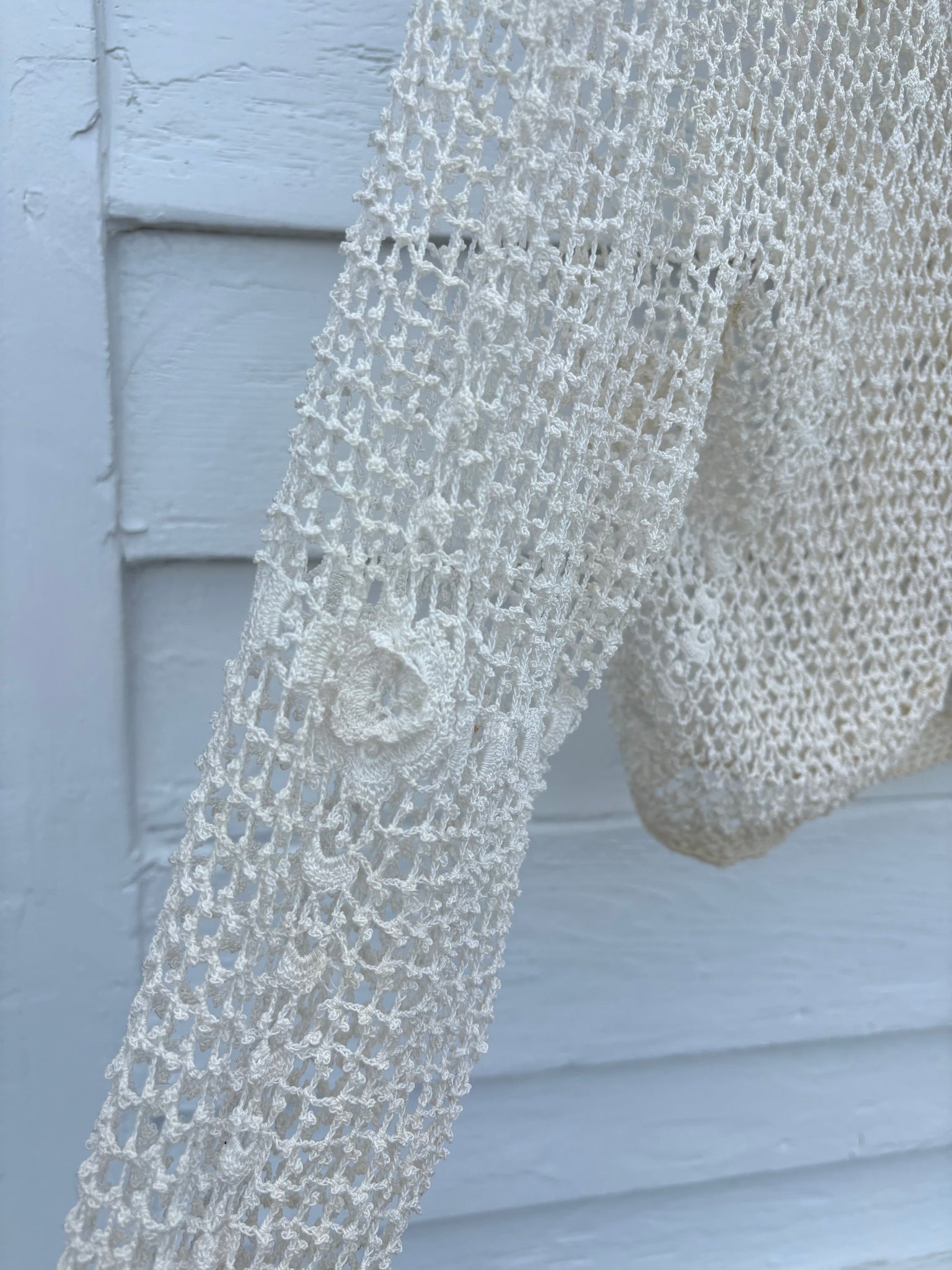 1900s Edwardian Irish Crochet 3d Butterfly White Cotton Floral Design Blouse