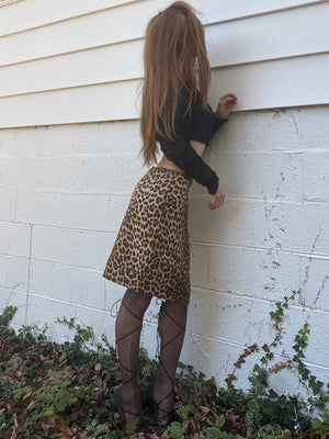1990s Leopard Print Silk Mini Skirt