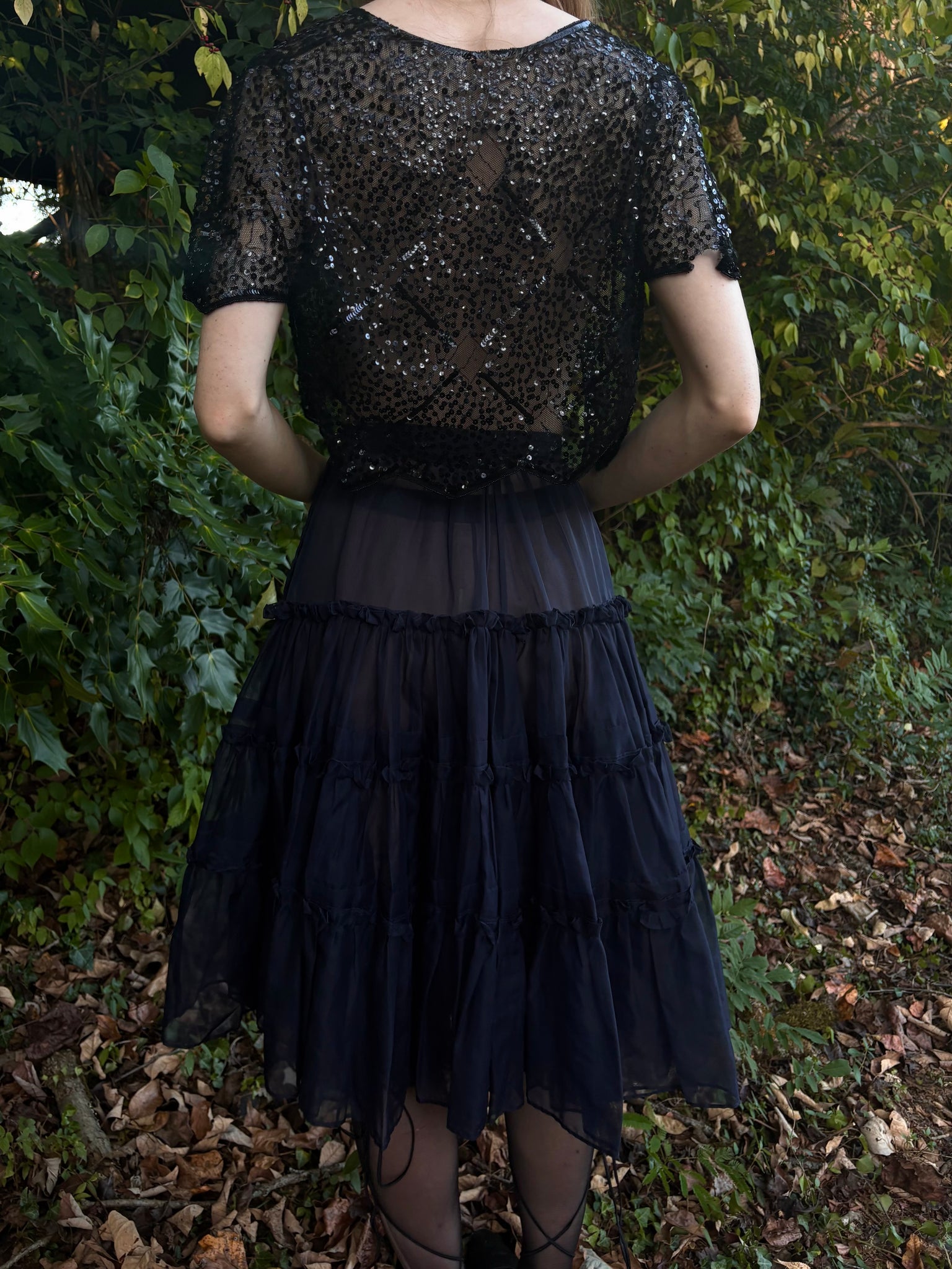 1950s Navy Blue Sheer Layered Skirt Petticoat