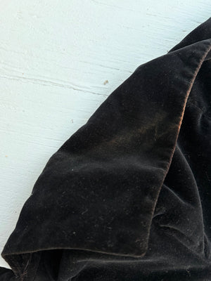 1950s Black Velvet Boned Bodice Bustier Zip Up Back Strapless