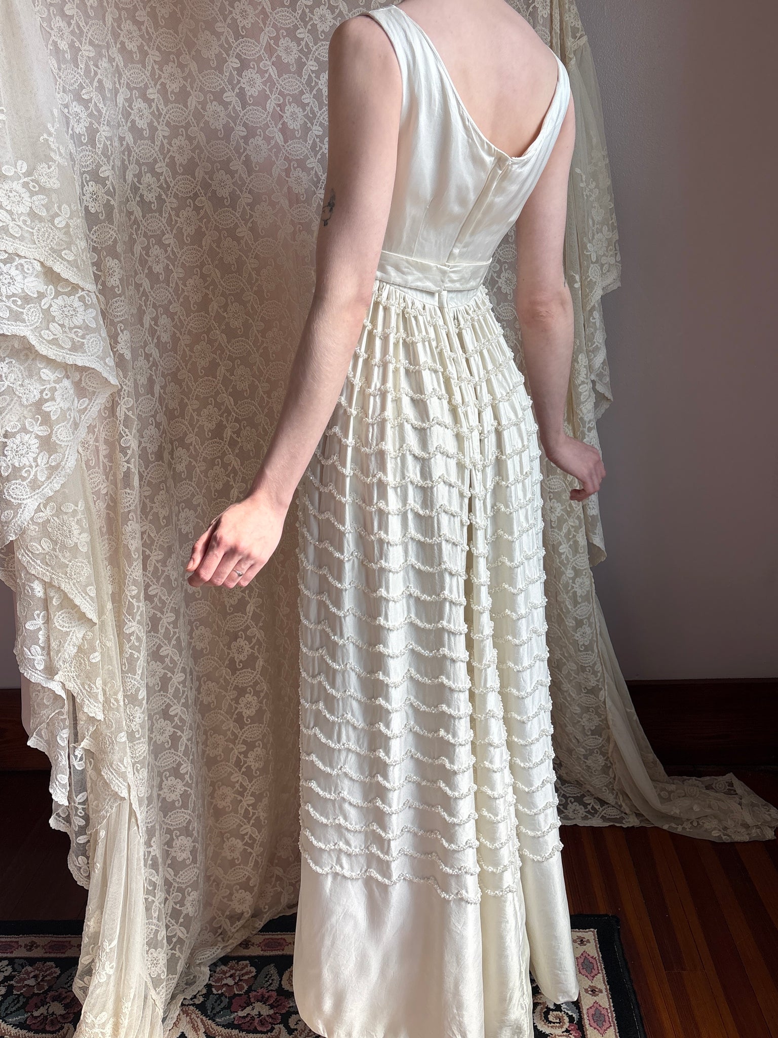 beaded empire waist wedding dress A-Line Satin Wedding Dress with Lace Appliques Beaded Sleeveless V-Neck Empire Waist Court Train Bridal Gown from Dhgate A-Line Wedding Dresses