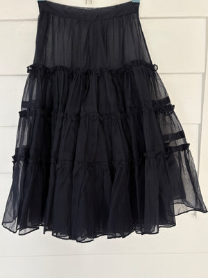 1950s Navy Blue Sheer Layered Skirt Petticoat