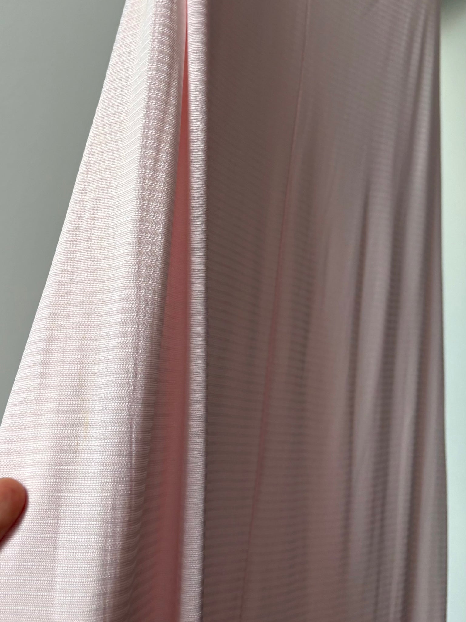 1940s Light Pink Rayon Jersey Bias Cut Slip Dress Cream Lace