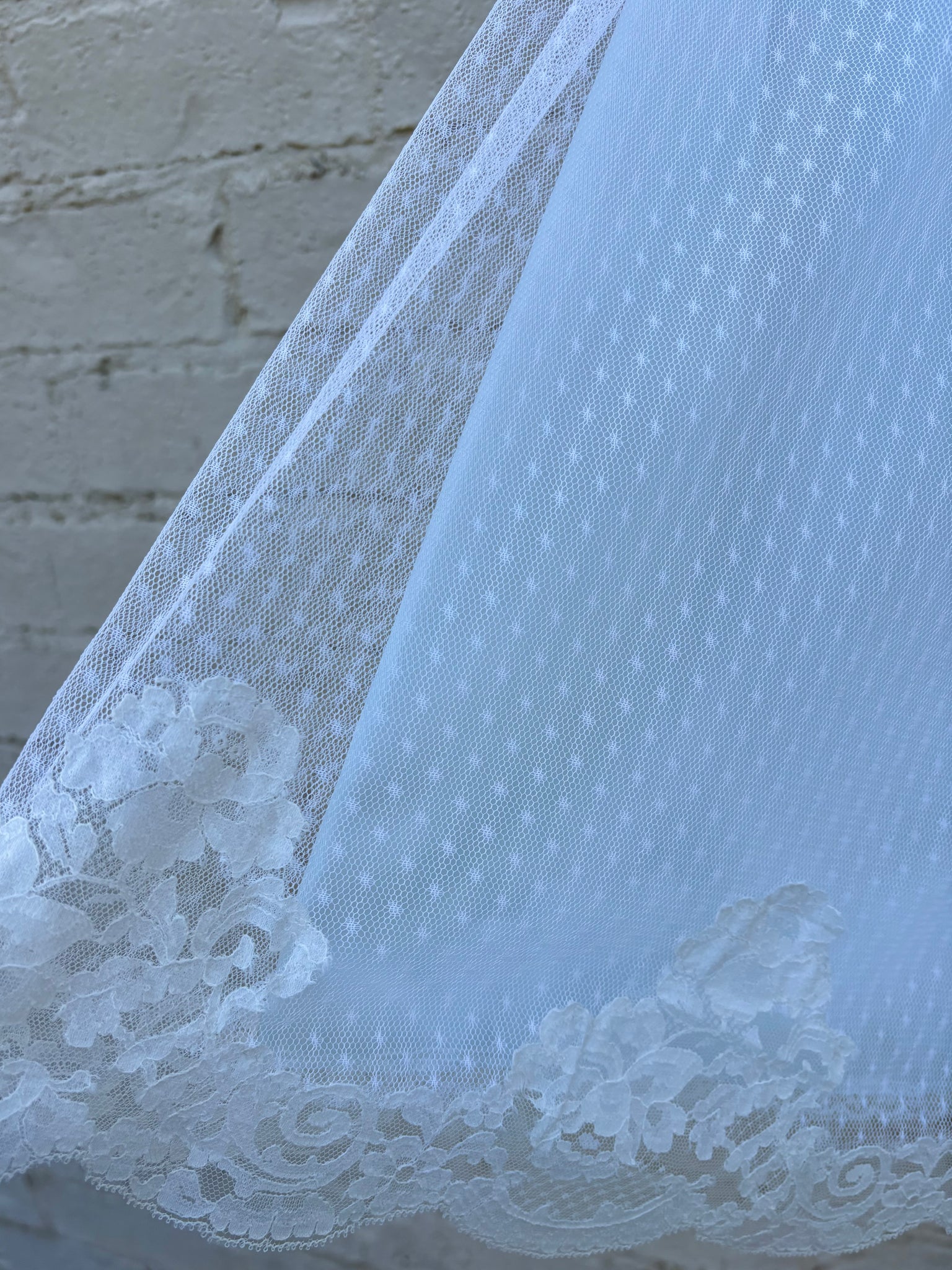 1960s Dotted Mesh Lace Skirt Light Blue Nylon