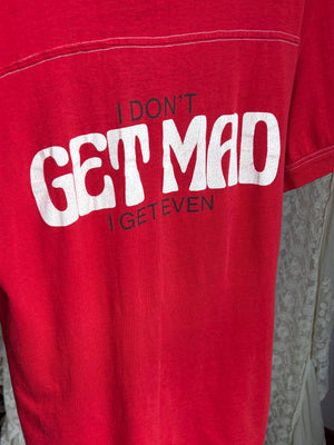 1970s “I don’t get mad I get even” T Shirt Tee Red