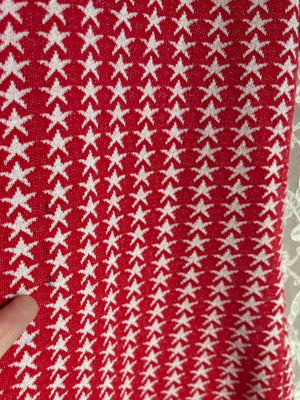 1970s Star Knit T Shirt Tee Red White