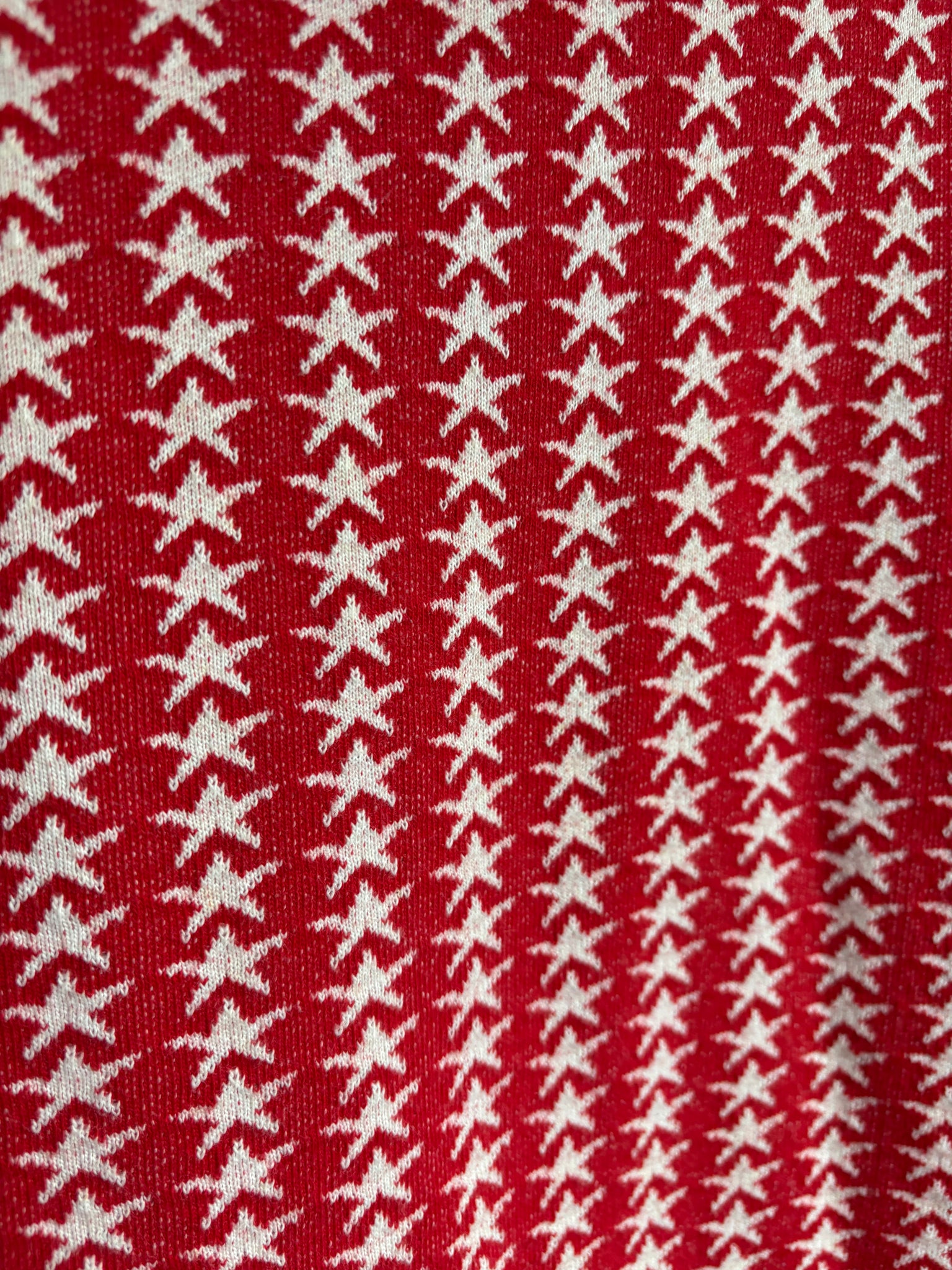 1970s Star Knit T Shirt Tee Red White