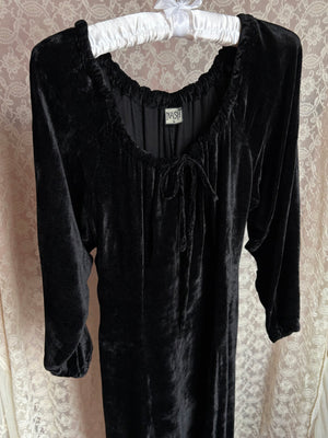 1990s Black Velvet Dress Long Sleeve