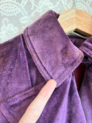 1970s Purple Velvet Coat Pea Silver Buttons