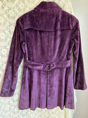 1970s Purple Velvet Coat Pea Silver Buttons