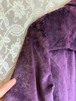 1970s Purple Velvet Coat Pea Silver Buttons