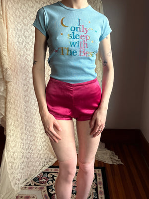 1970s I Only Sleep With The Best Novelty Light Blue Tee T Shirt