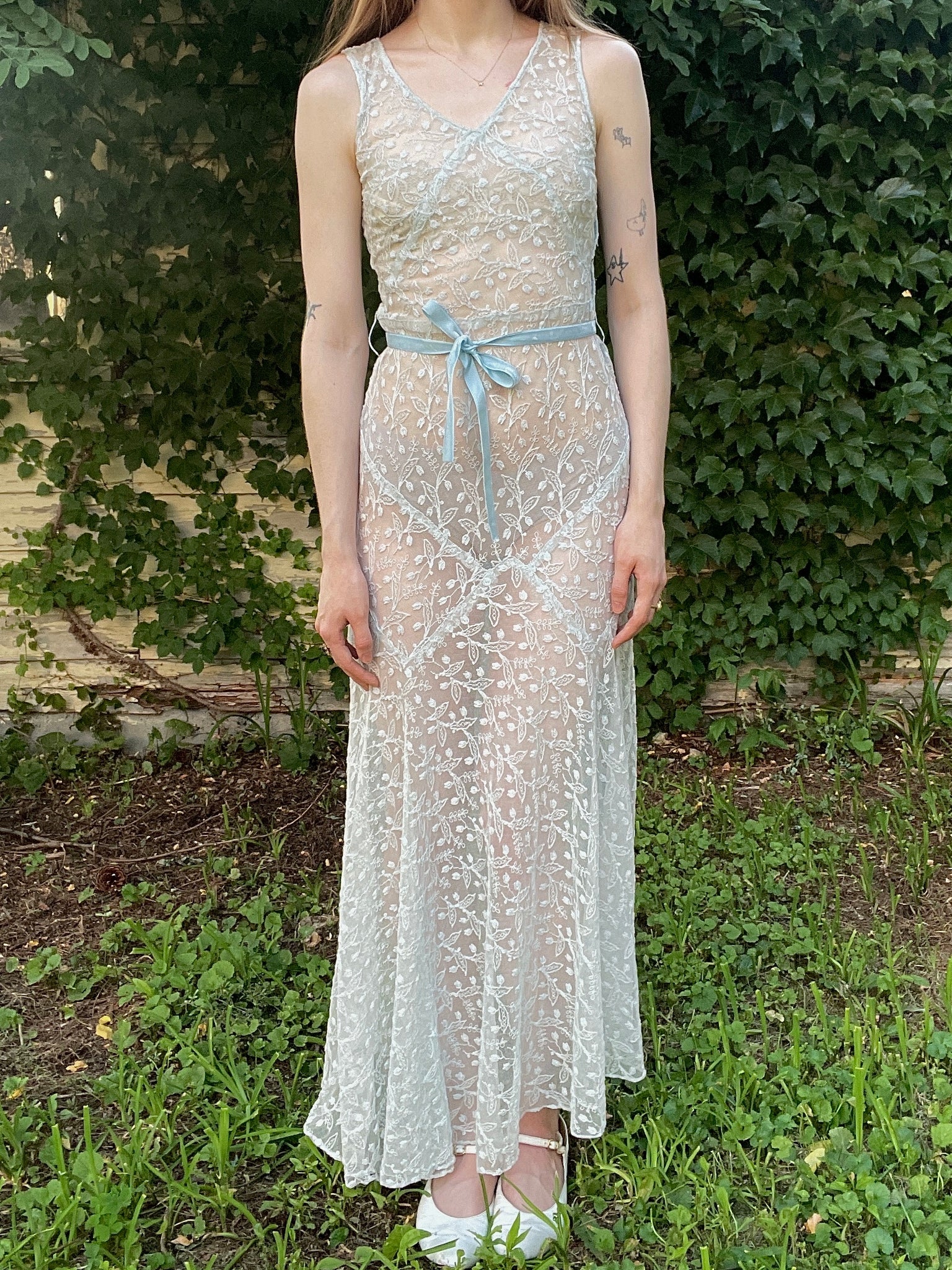 tambour lace dress Antique Tambour Lace Gown