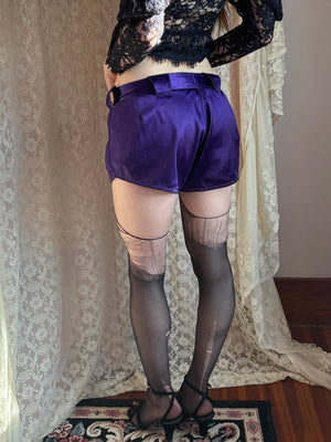 1940s Purple Rayon Satin Gym Shorts