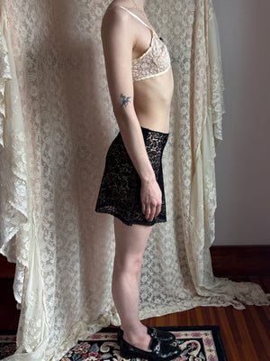 1930s Black Lace Tap Shorts Floral