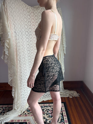 1930s Black Lace Tap Shorts Floral