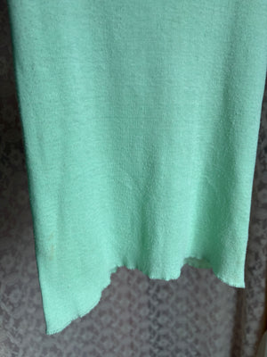 1970s Light Mint Green Lace Trim Tank Top