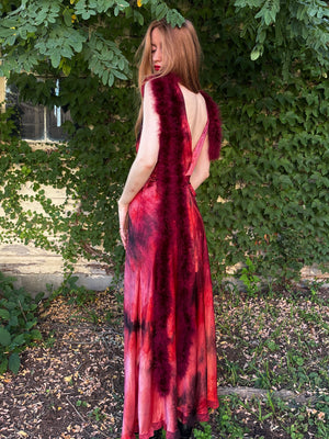 1940s Red Black Bias Cut Slip Dress Rayon Satin Tie Hand Dyed Breath Of the Earth 1940s Red Black Bias Cut Slip Dress Rayon Satin Tie Hand Dyed Breath Of the Earth