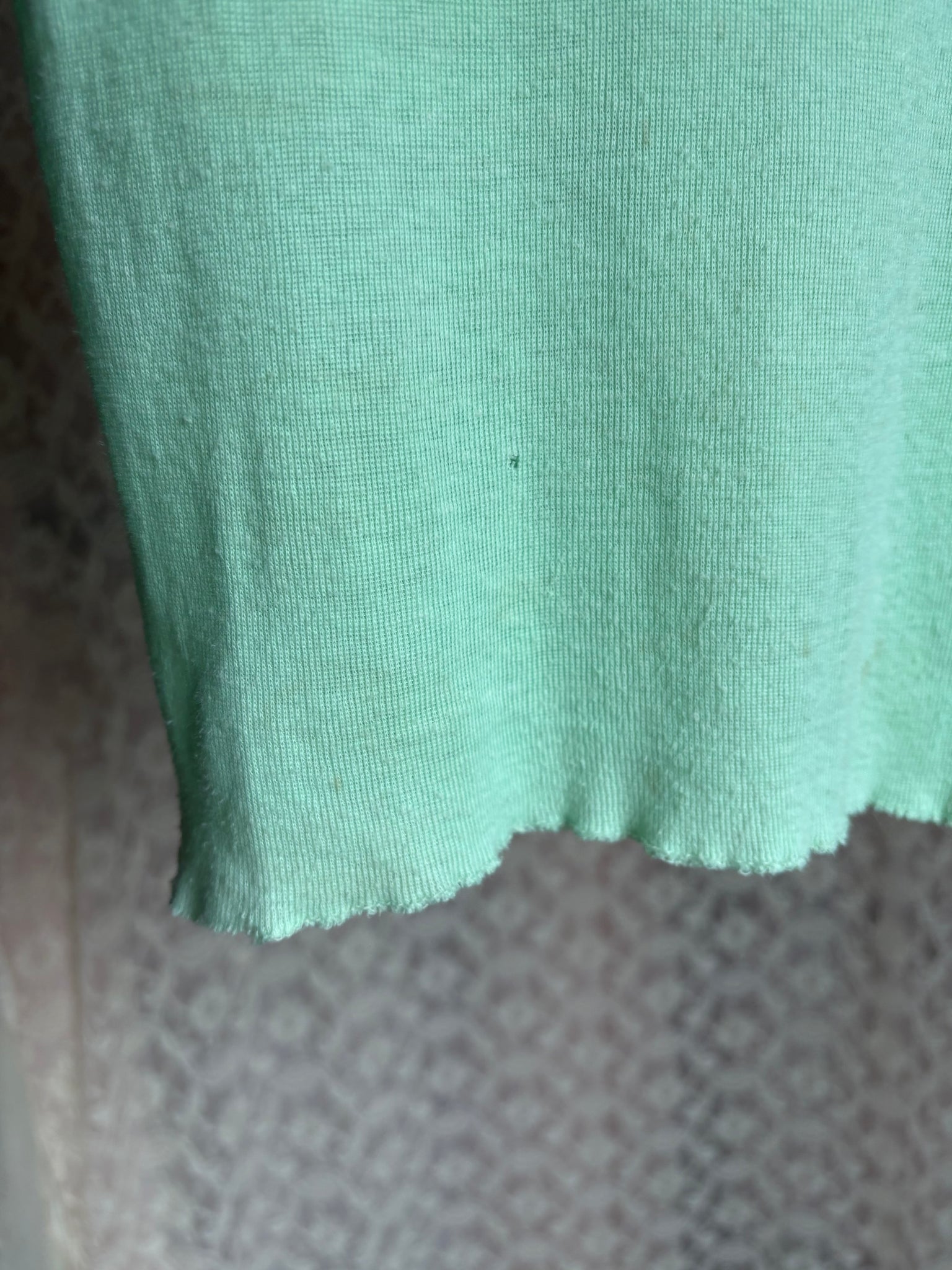 1970s Light Mint Green Lace Trim Tank Top