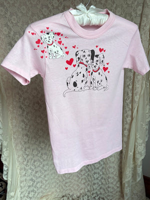 1970s Puppy Dog Heart Pink Tee T Shirt