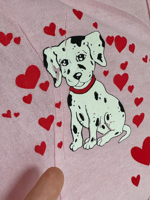 1970s Puppy Dog Heart Pink Tee T Shirt