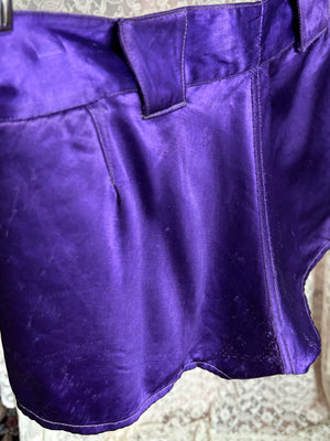 1940s Purple Rayon Satin Gym Shorts