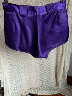 1940s Purple Rayon Satin Gym Shorts