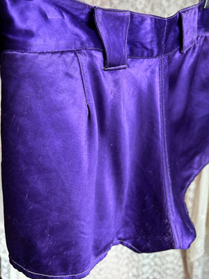 1940s Purple Rayon Satin Gym Shorts