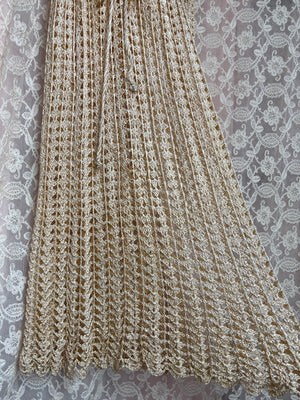 1960s Cream Crochet Open Dress Long Sleeve