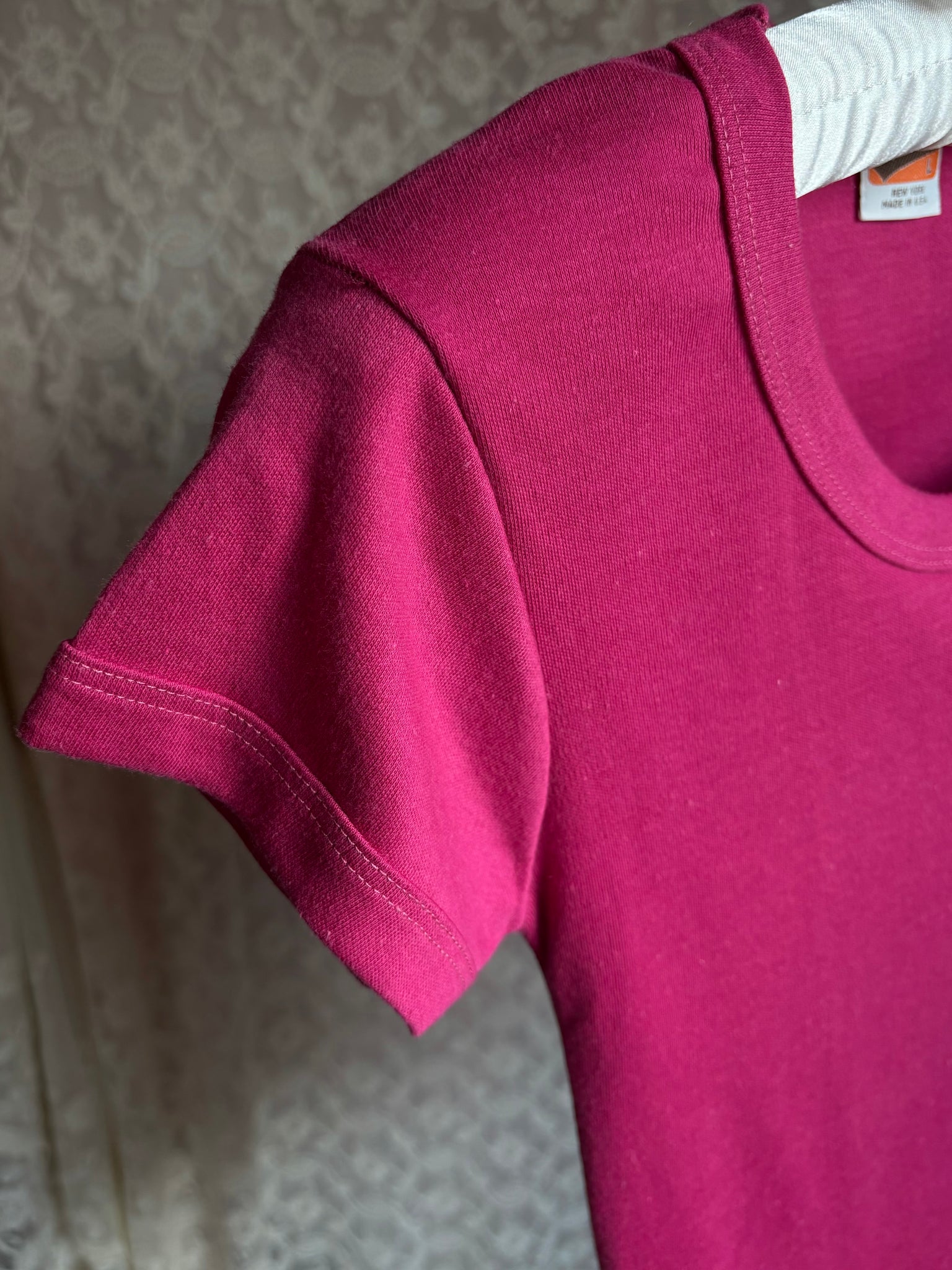 1980s Deadstock Pink Purple Tee French Cut T Shirt