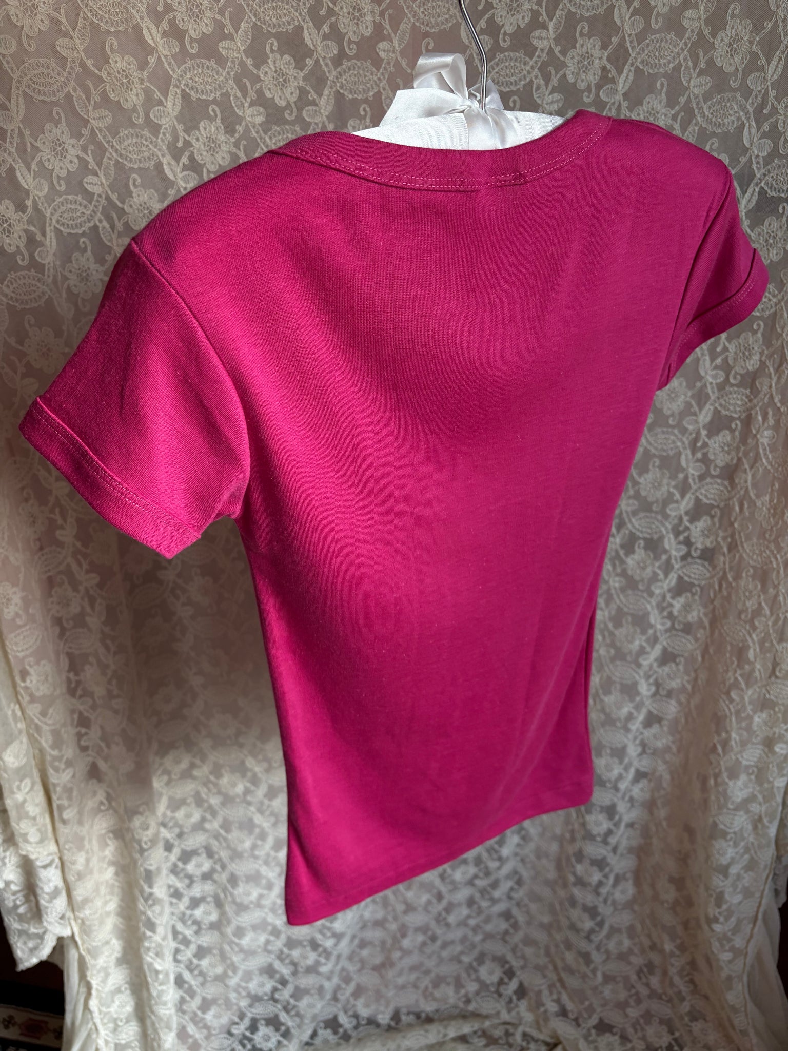 1980s Deadstock Pink Purple Tee French Cut T Shirt