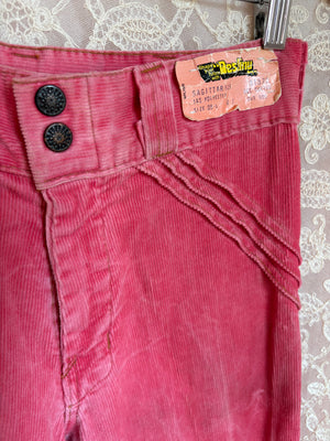 1970s Pink Corduroy Pants Wide Leg Bell Bottom