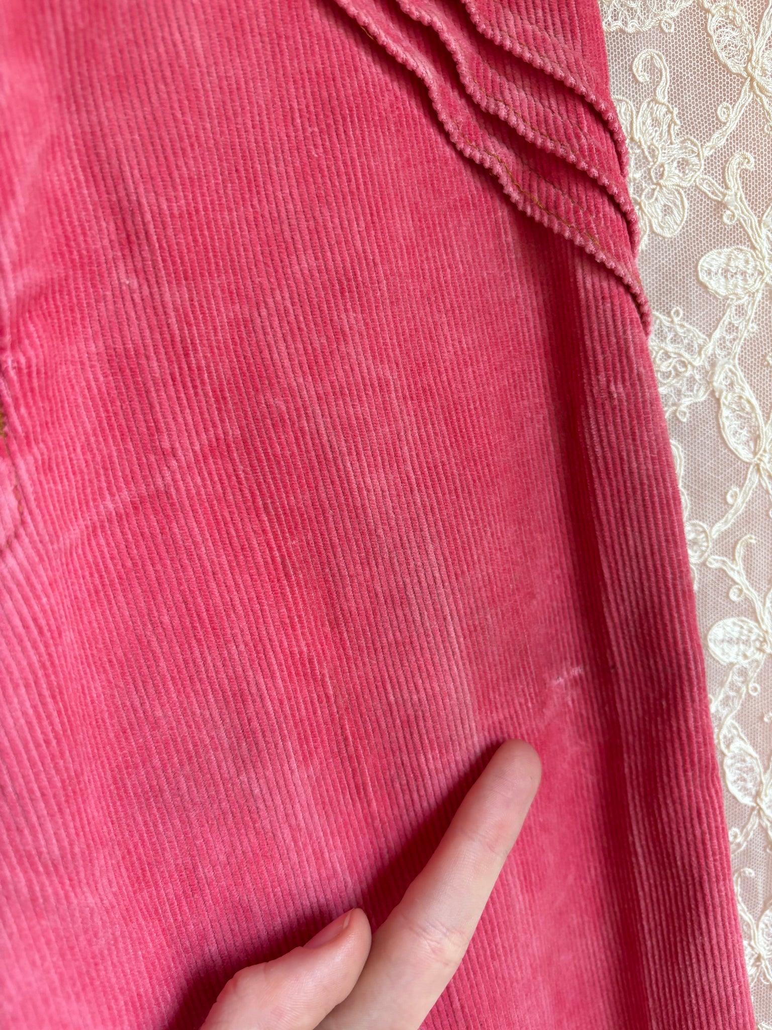 1970s Pink Corduroy Pants Wide Leg Bell Bottom