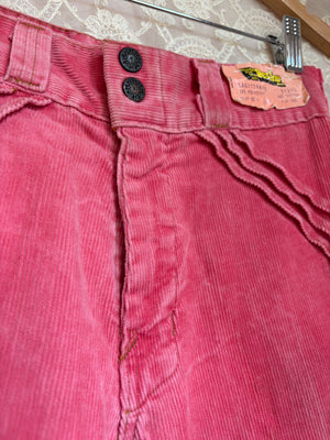 1970s Pink Corduroy Pants Wide Leg Bell Bottom