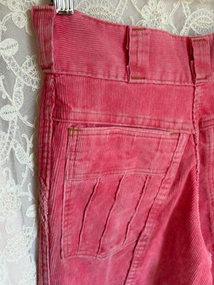 1970s Pink Corduroy Pants Wide Leg Bell Bottom