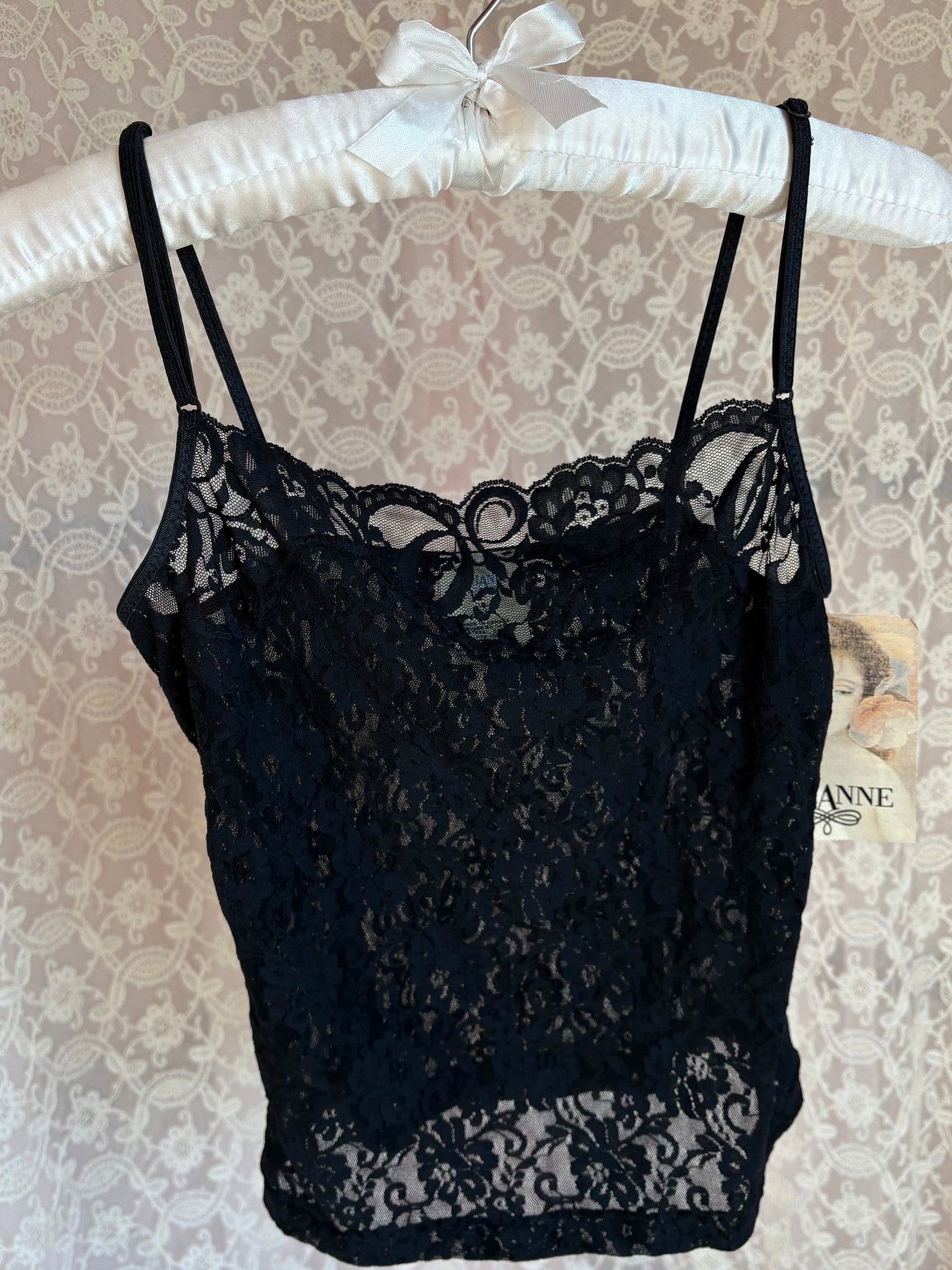 1990s Black Lace Deadstock Tank Top