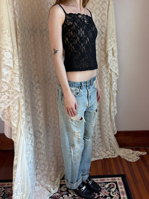 1990s Black Lace Deadstock Tank Top