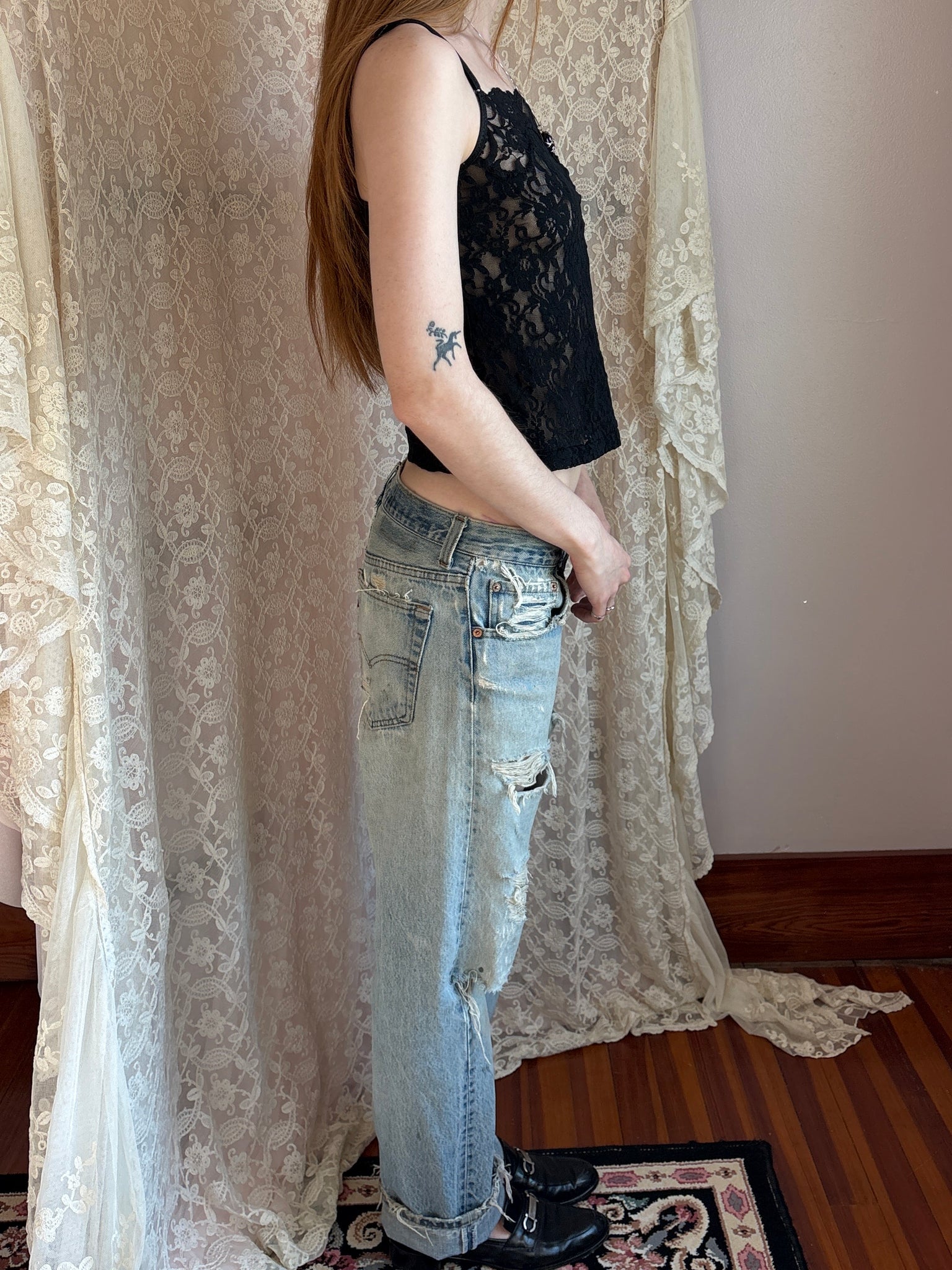 1990s Black Lace Deadstock Tank Top