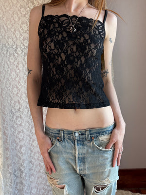 1990s Black Lace Deadstock Tank Top