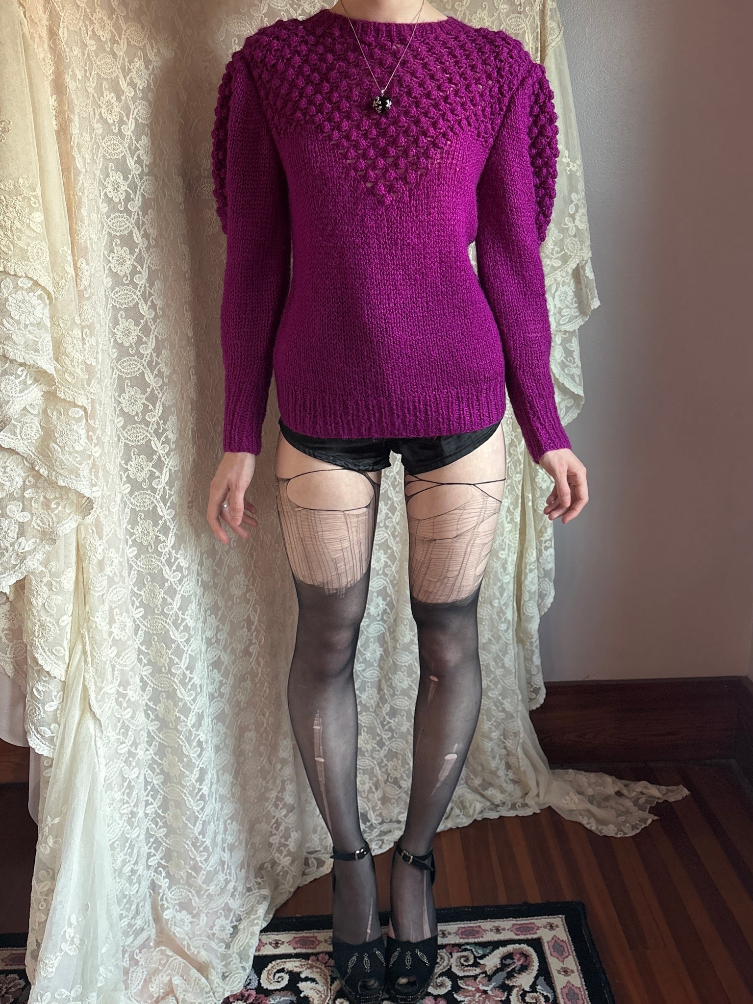 1980s Purple Knit Sweater